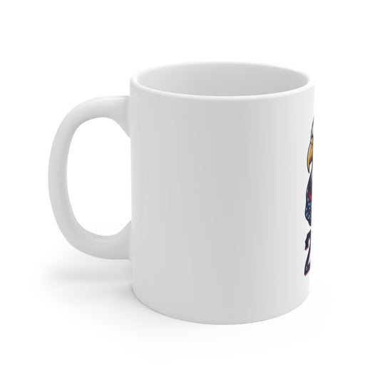 Eagle 250 Ceramic Mug — Patriotic Bald Eagle with American Flag Scarf