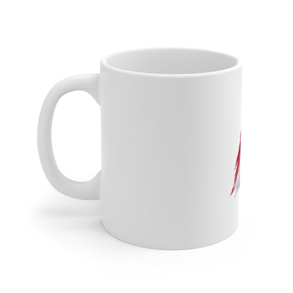 Patriotic Watercolor Brushstroke Mug — Red White Blue 11oz Coffee Cup