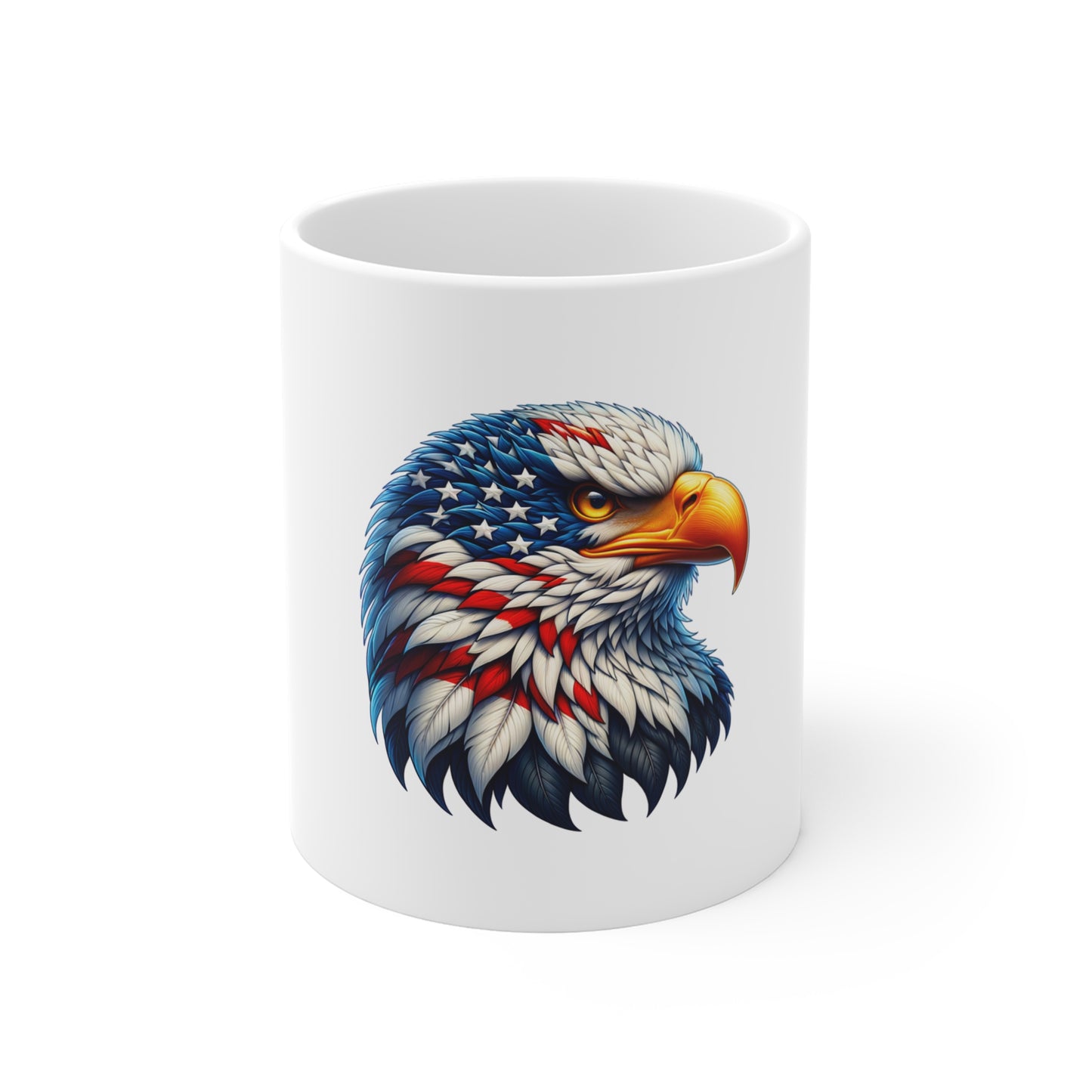 Patriotic Eagle Coffee Mug — American Flag Bald Eagle 11oz