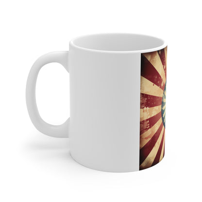 Vintage American Starburst Coffee Mug – Retro Patriotic Sunburst Mug – Distressed USA Star Flag Cup – Americana Radial Design Mug Vintage American Sunburst Mug – Retro Patriotic 11oz Coffee Cup...