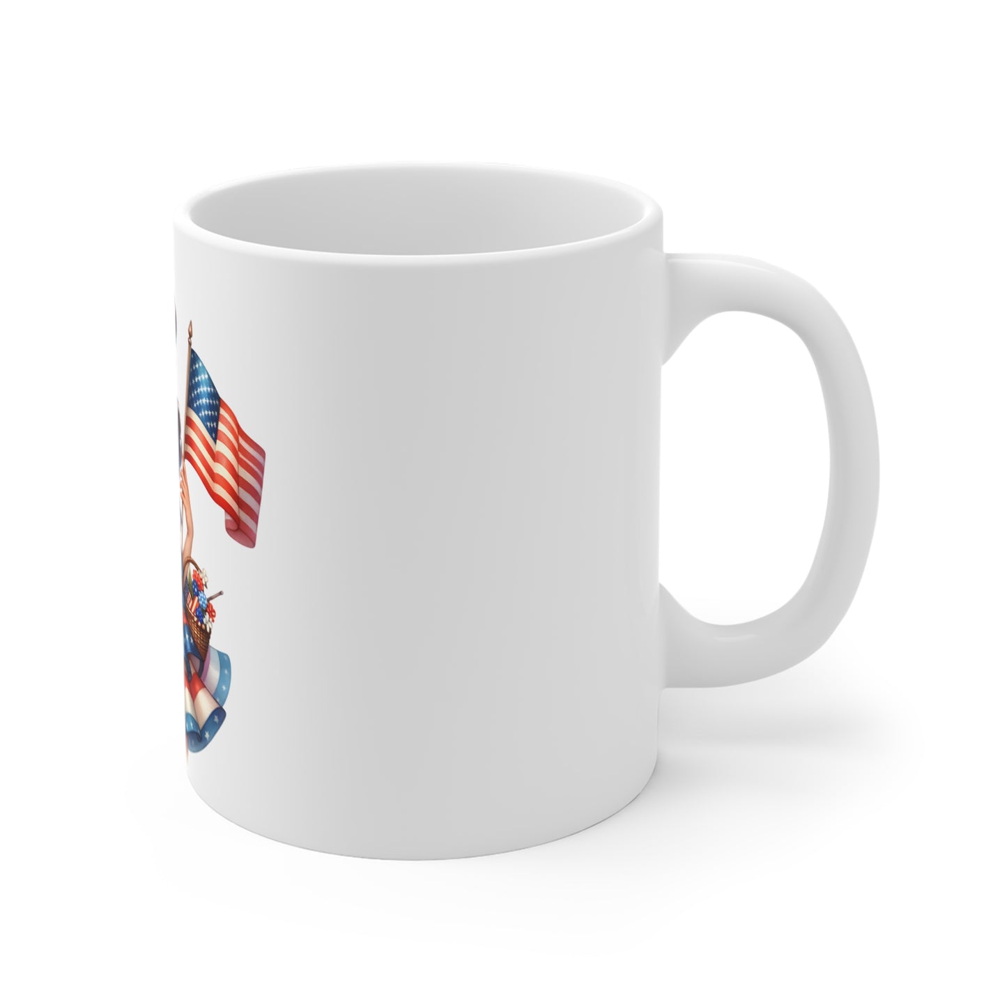 Patriotic Sweetheart Pin Up Mug – Vintage Americana Girl Coffee Mug – Red White Blue Dress Cup – 4th of July Gift – Cute USA Pride Mug Patriotic Pin-Up Girl 11oz Mug – American Flag Retro Fourth of...