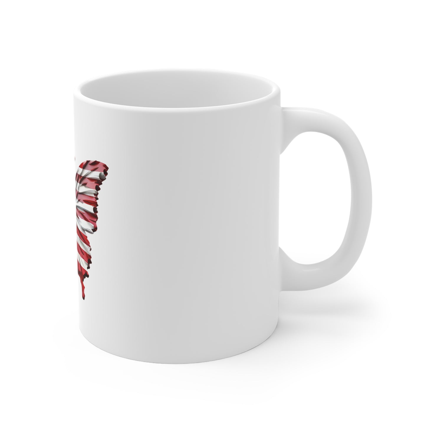 American Flag Butterfly Coffee Mug – Bold Patriotic Butterfly Mug – Red White Blue USA Wing Design – Striking Americana Gift Mug 11oz