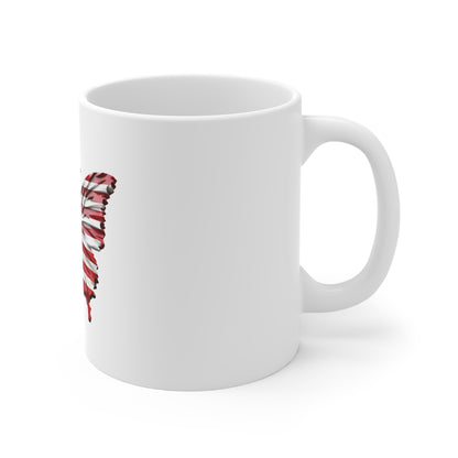 American Flag Butterfly Coffee Mug – Bold Patriotic Butterfly Mug – Red White Blue USA Wing Design – Striking Americana Gift Mug 11oz
