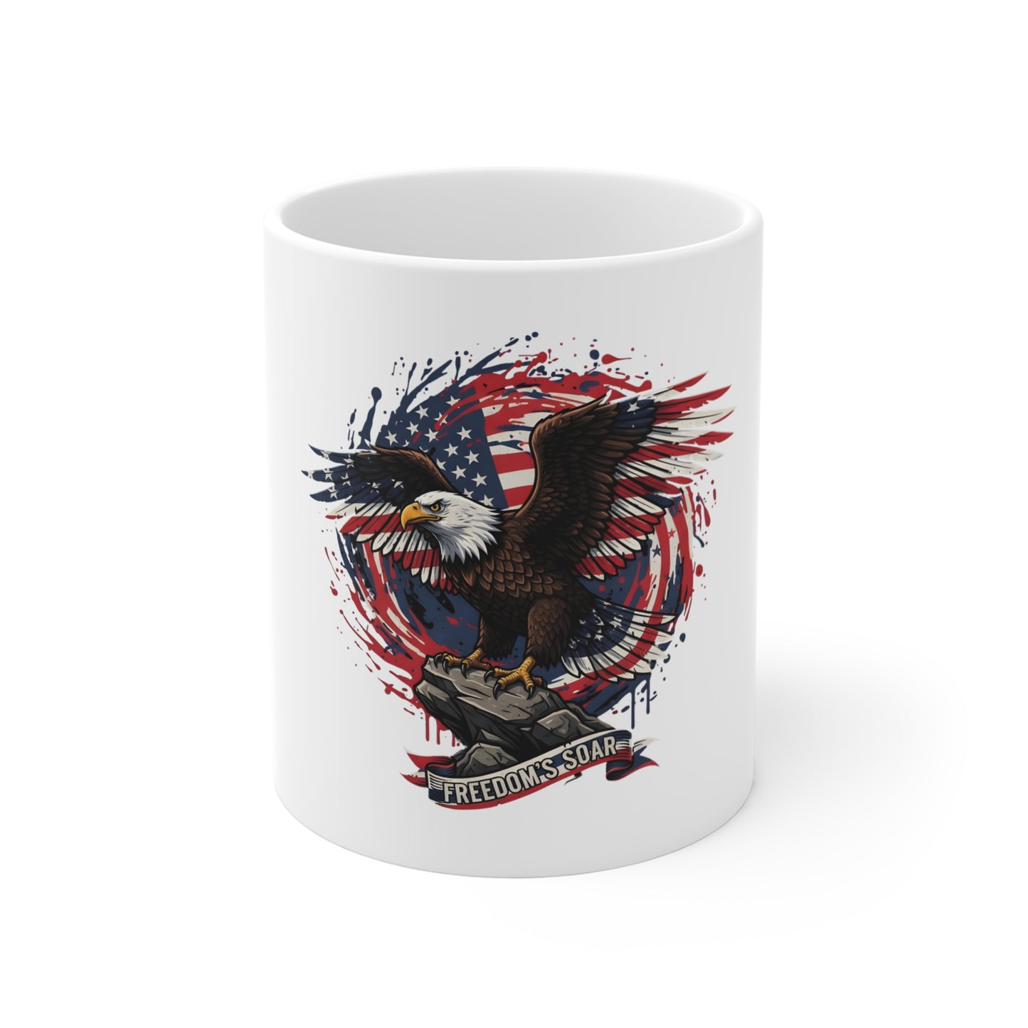 11oz Mug — Patriotic Bald Eagle with American Flag "Freedom & Glory"