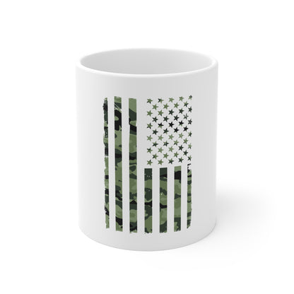 Camo American Flag Mug — 11oz Military Camo Coffee Cup