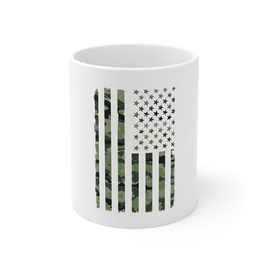 Camo American Flag Mug — 11oz Military Camo Coffee Cup