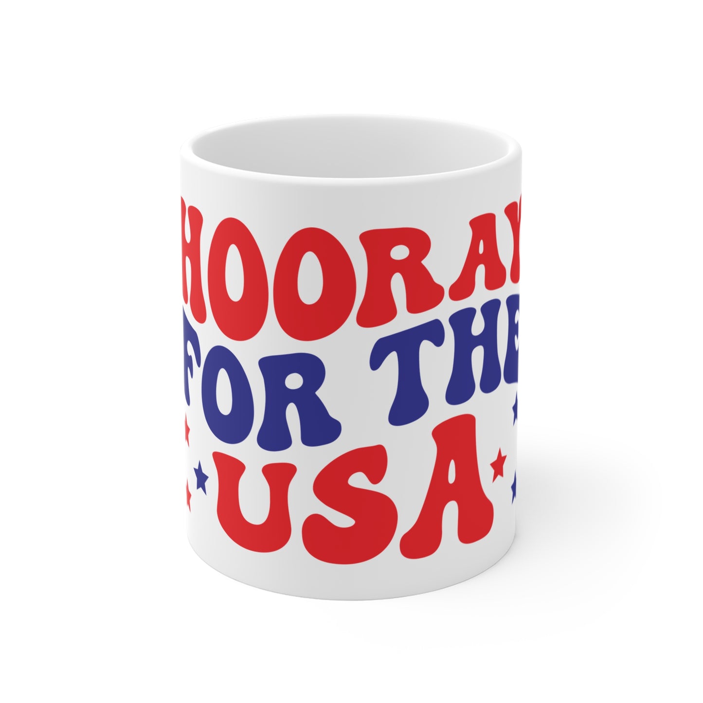 Hooray for the USA Coffee Mug – Retro Patriotic Typography Mug – 4th of July Americana Cup – Bold USA Celebration Mug Patriotic "Hooray for the USA" 11oz Mug