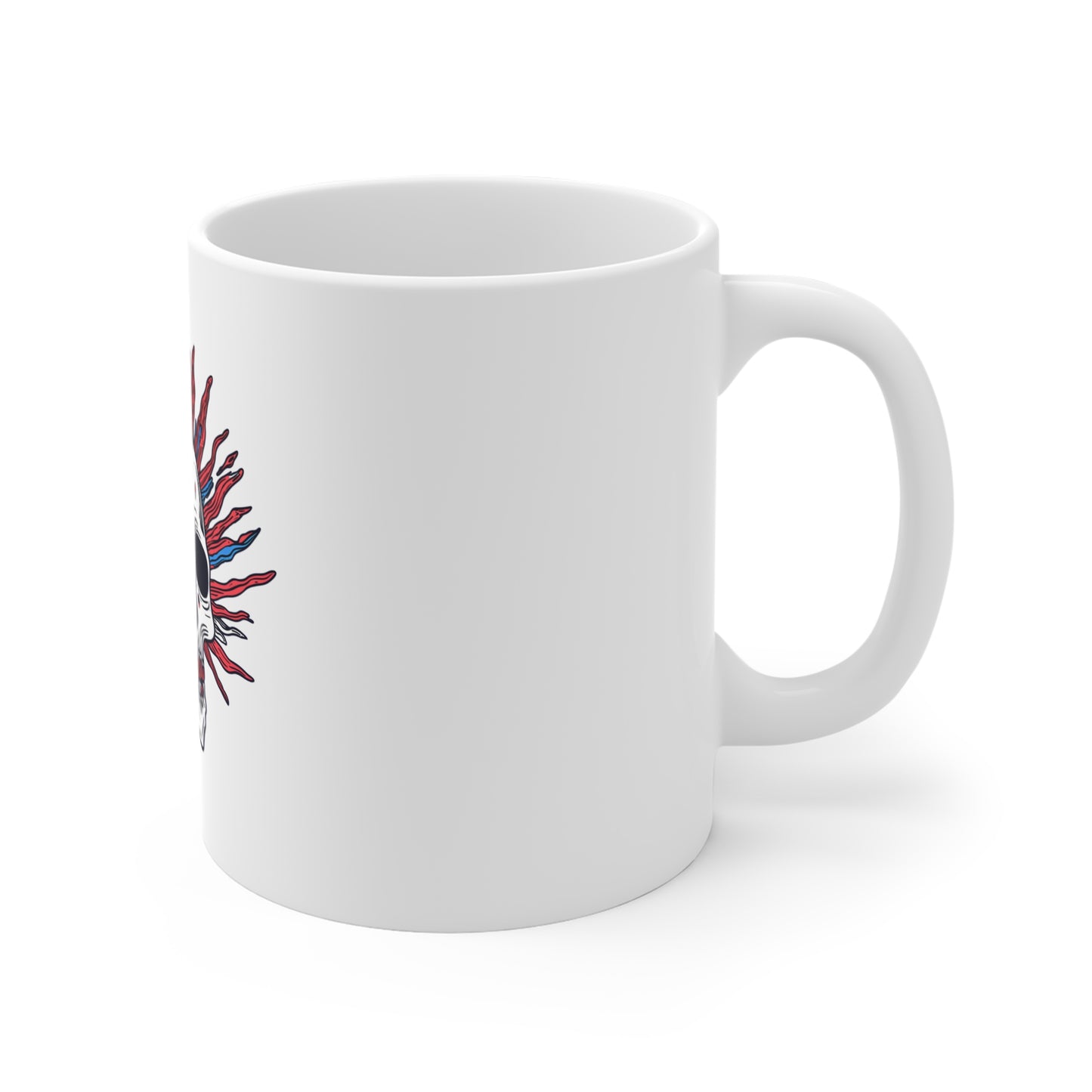 Skull Punk Mug — Red & Blue Mohawk Skull Coffee Cup