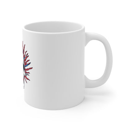 Skull Punk Mug — Red & Blue Mohawk Skull Coffee Cup