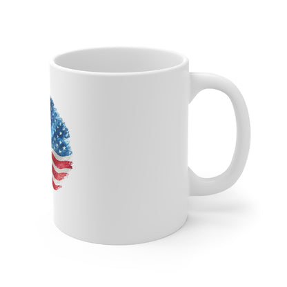 American Flag Circle Mug – Patriotic 11oz Coffee Cup