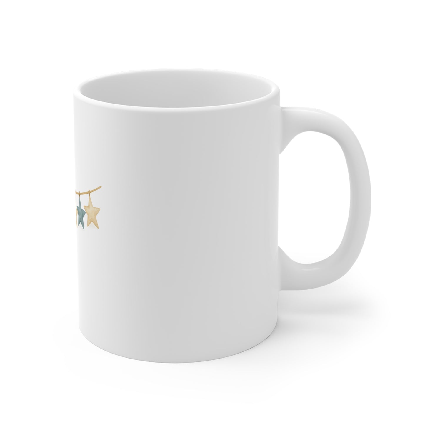 Patriotic Star Garland Coffee Mug – Americana Banner Mug – Rustic 4th of July Decor Mug – Red White Blue Star Bunting Mug 11oz