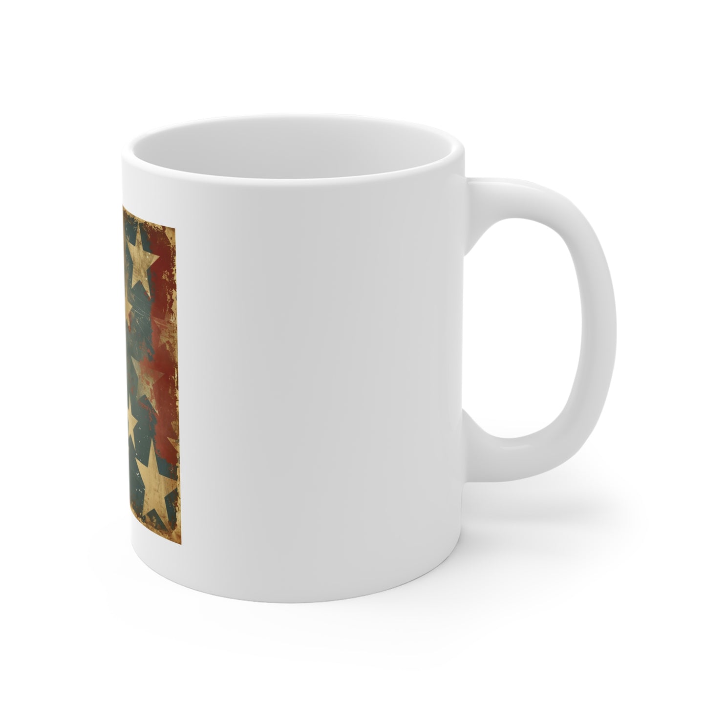 Vintage American Stars Coffee Mug – Distressed Patriotic Star Pattern Mug – Antique USA Flag Inspired Cup – Rustic Americana Gift Vintage American Stars Mug — Distressed Patriotic Coffee Cup (11oz...