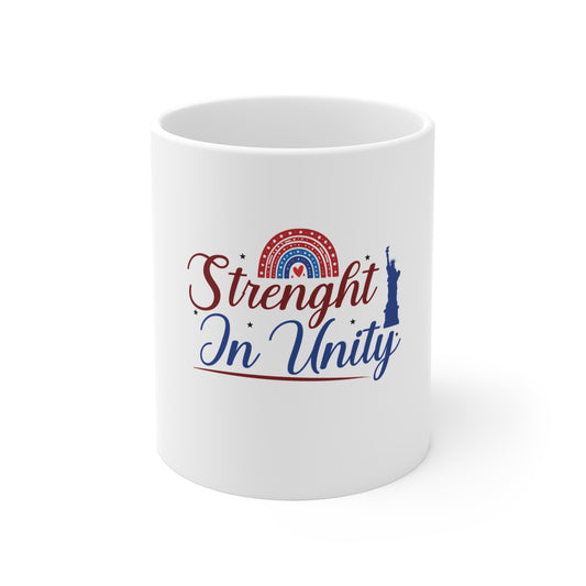 Strength in Unity Mug — Patriotic Statue of Liberty 11oz Coffee Cup