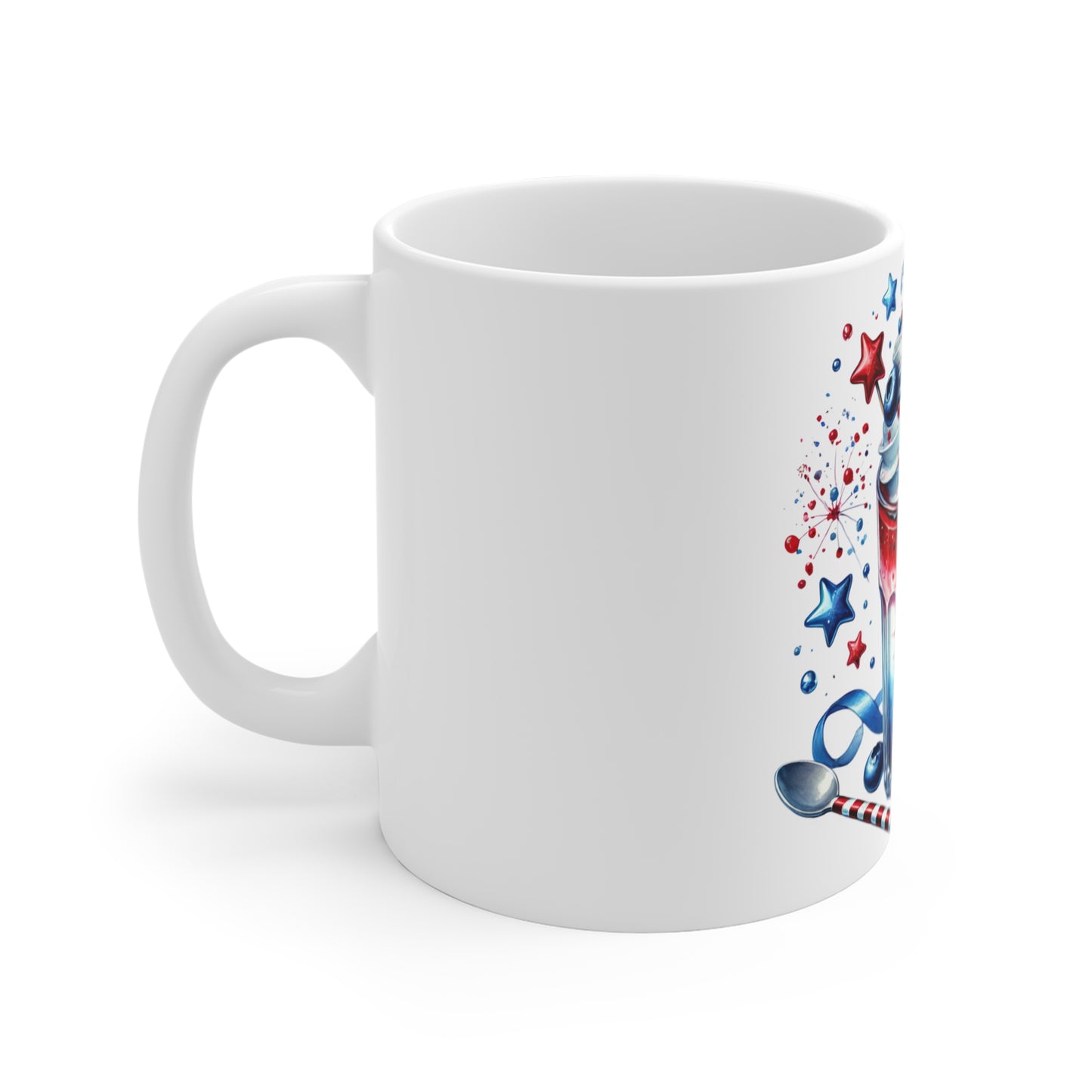Patriotic Milkshake Coffee Mug – Red White Blue Dessert Mug – 4th of July Fireworks Cup – Americana Berry Shake Mug – Festive Gift Mug Patriotic Red White Blue Milkshake Mug – 11oz Fourth of July...