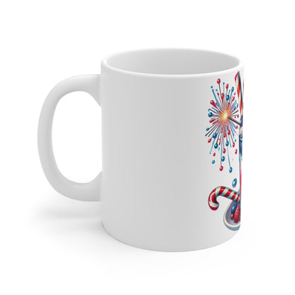 Patriotic Candy Milkshake Coffee Mug – 4th of July Sweet Treat Mug – Red White Blue Dessert Cup – Americana Fireworks Candy Mug Patriotic Candy Milkshake Mug — 11oz Red, White & Blue Dessert Drinkware...
