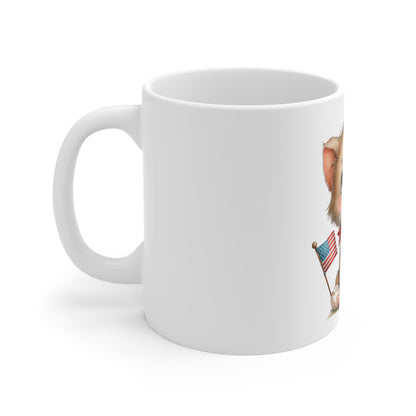 Patriotic Kitten with American Flag Mug – Cute USA Cat Coffee Mug – Americana Bandana Cat Mug – 4th of July Cat Lover Gift Patriotic Cute Kitten Coffee Mug — 11oz Cat with American Flag
