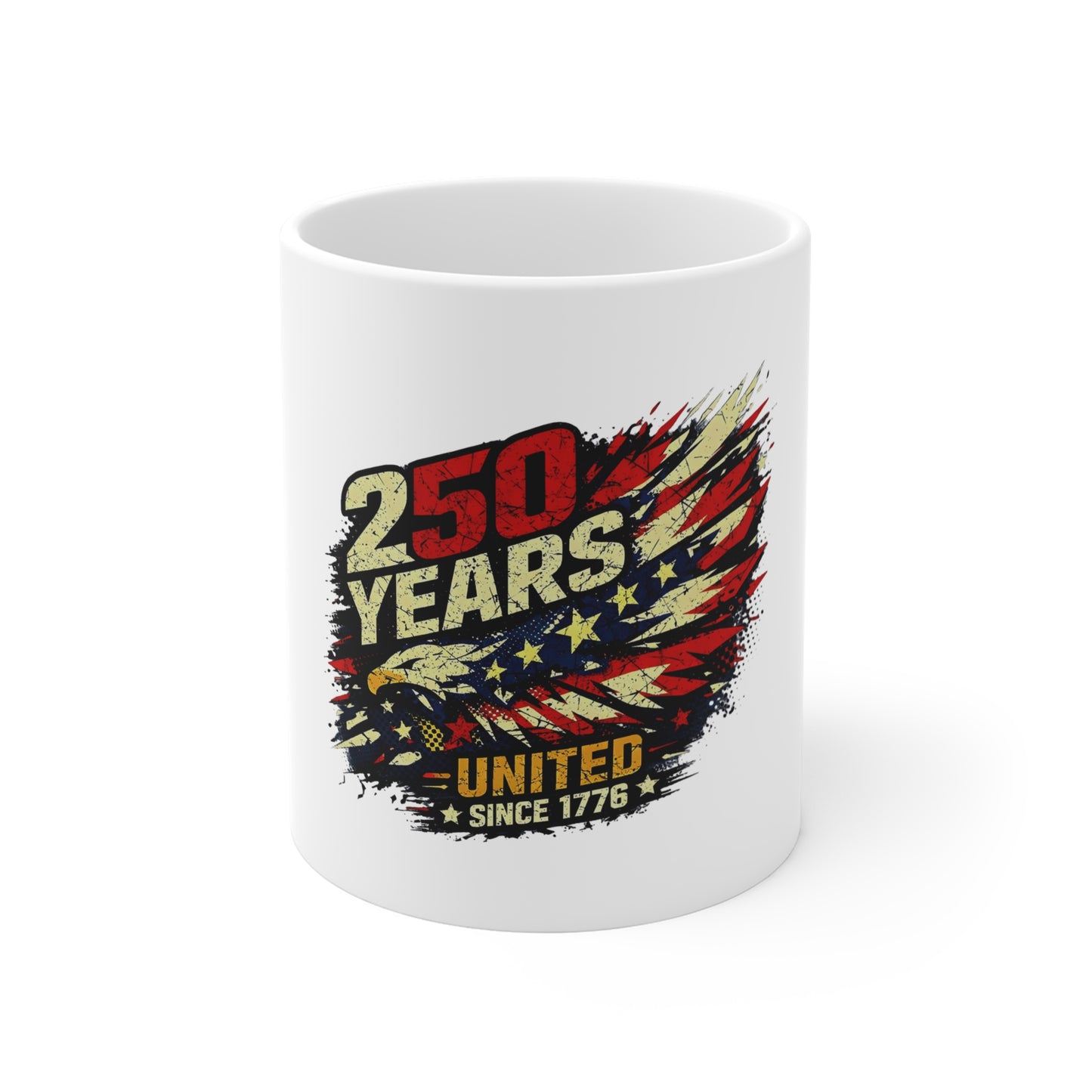 250 Years United Mug - Patriotic American Flag Coffee Cup (Since 1776)