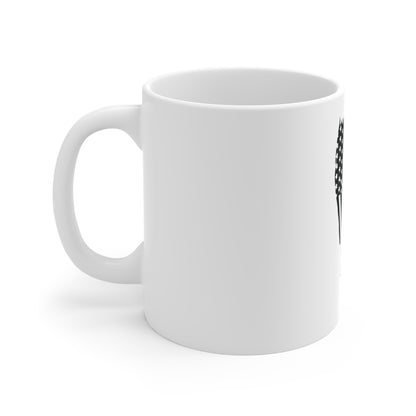 Blacked-Out Vertical American Flag Coffee Mug – Distressed USA Flag Mug – Stealth Patriotic Cup – Minimalist Hanging Flag Design Mug 11oz