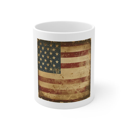 Vintage American Flag Coffee Mug – Speckled Distressed USA Flag Mug – Antique Patriotic Coffee Cup – Rustic Americana Heritage Gift Vintage American Flag Mug – Distressed USA Patriotic 11oz Coffee Cup...