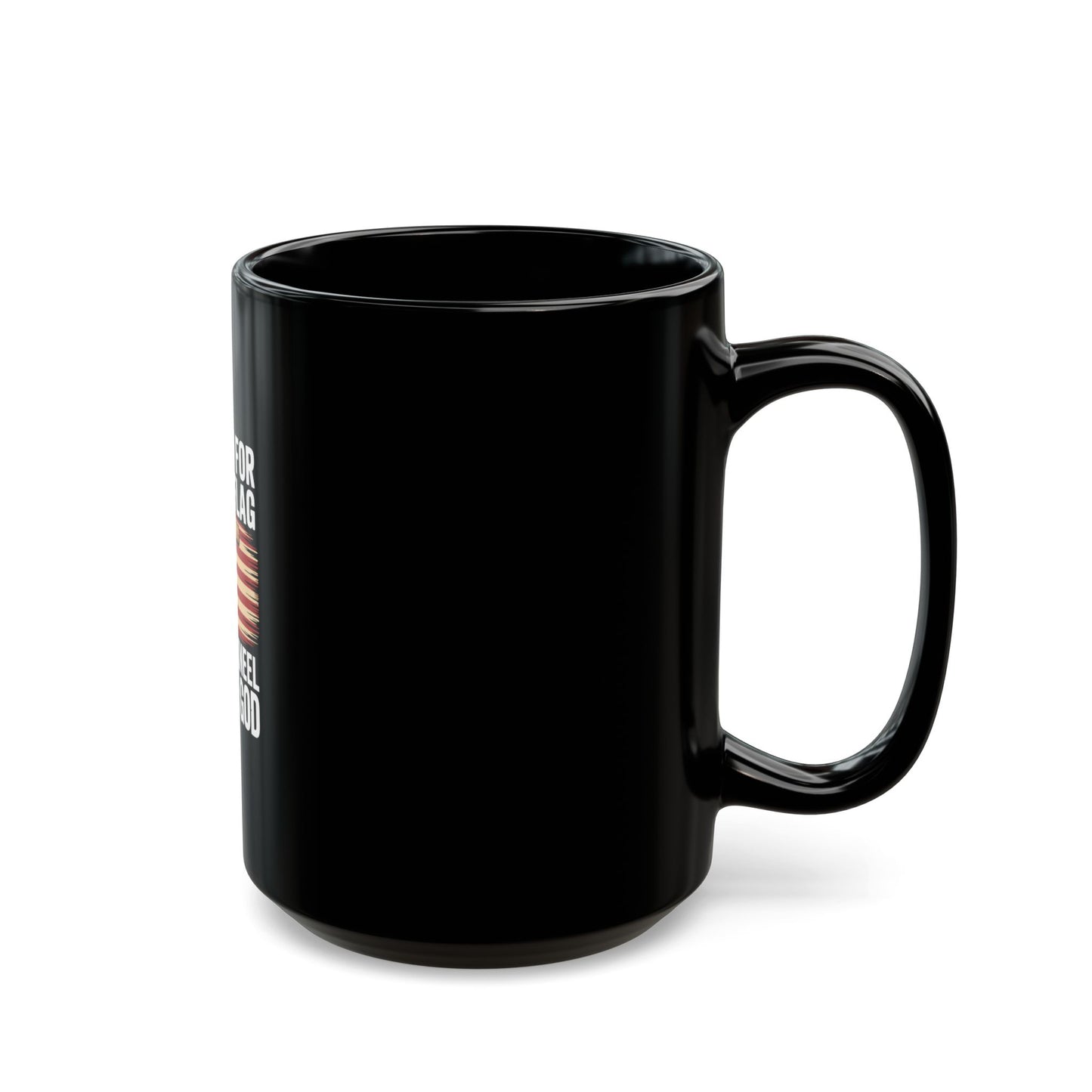 I Stand for the Flag and I Kneel Before God Black Coffee Mug — Patriotic Cross American Flag 11oz/15oz