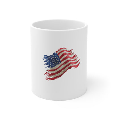 American Flag Mug - 11oz Patriotic USA Coffee Cup