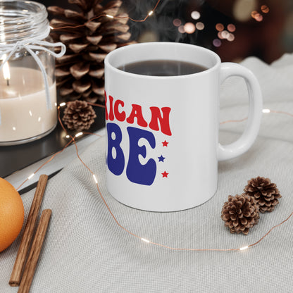 American Babe Patriotic Coffee Mug – Retro 4th of July Mug – Bold Americana Typography Cup – USA Pride Gift Mug Mug 11oz