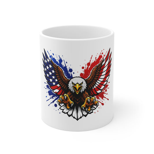 Patriotic Eagle Coffee Mug – American Flag Bald Eagle 11oz