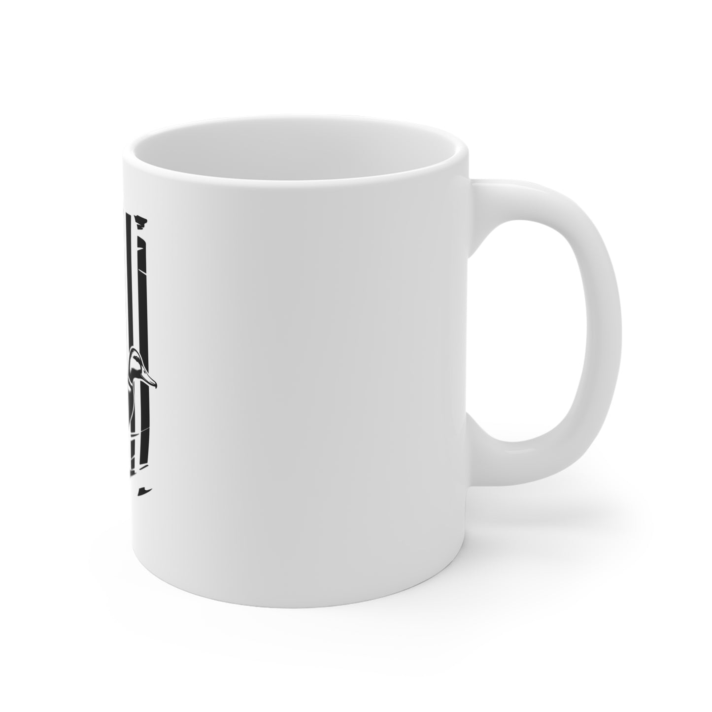 Blackout Flying Duck American Flag Coffee Mug – Tactical Patriotic Waterfowl Mug – Stealth USA Hunting Duck Cup – Distressed Flag Outdoor Mug Mug 11oz