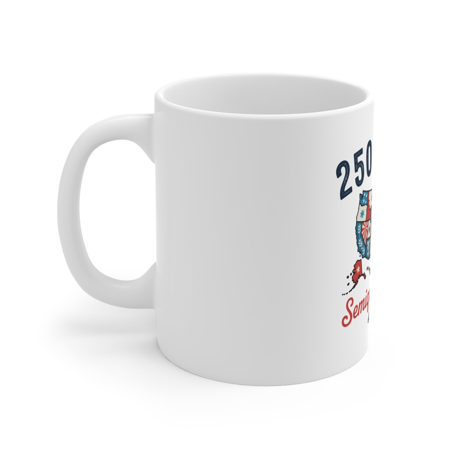 250 Years Semiquincentennial Ceramic Mug — USA Map Patriotic Coffee Cup (since 1776)