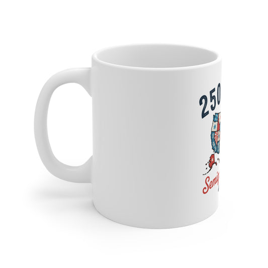 250 Years Semiquincentennial Ceramic Mug — USA Map Patriotic Coffee Cup (since 1776)