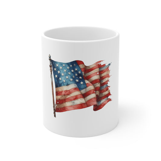 American Flag 11oz Coffee Mug — Vintage Waving USA Pride
