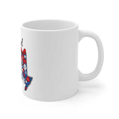 Maryland Floral State Map Mug — Red, White & Blue Maryland Coffee Cup