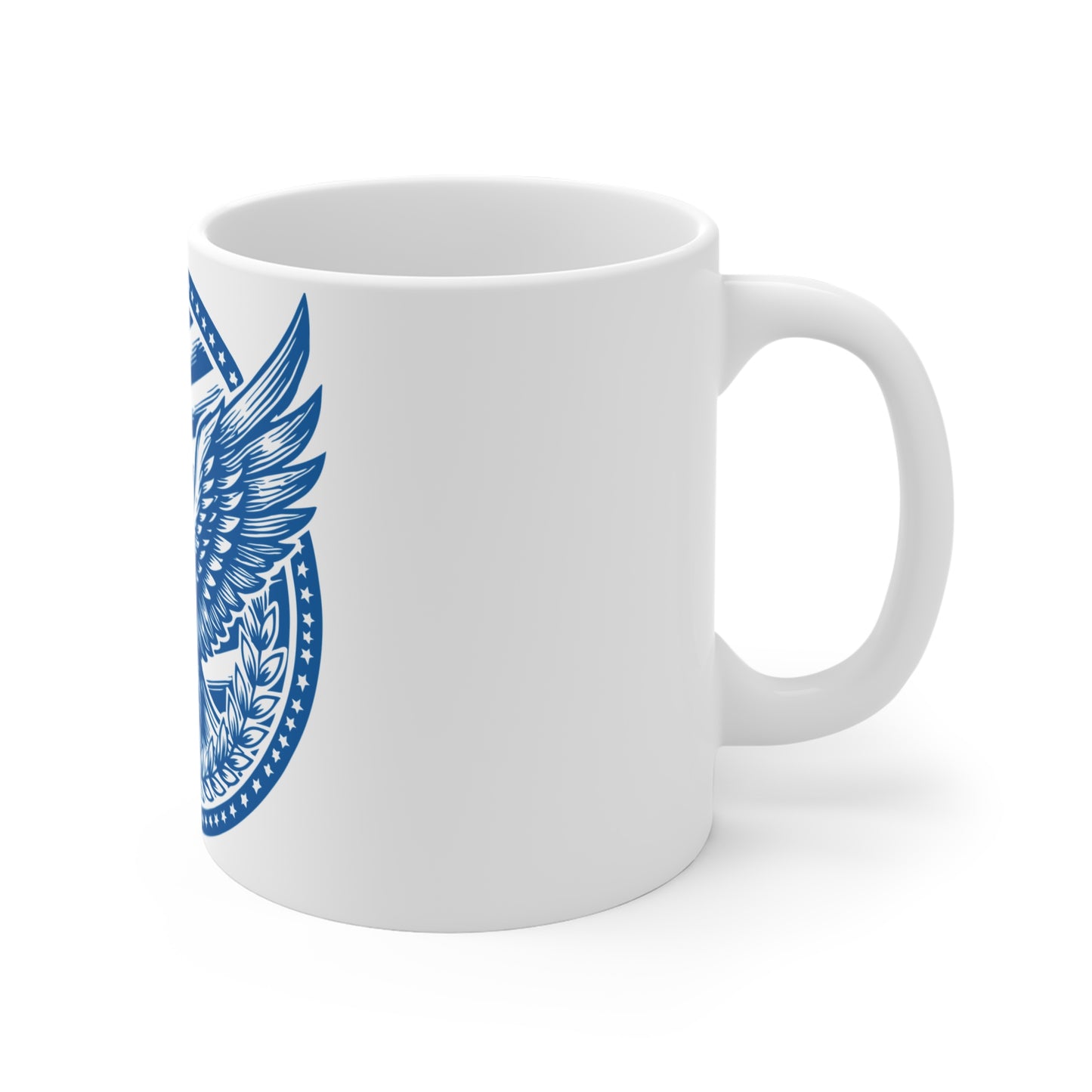 Patriotic Eagle Seal Coffee Mug – USA Eagle Crest Mug – American Flag Badge Cup – Classic Americana Emblem Mug 11oz