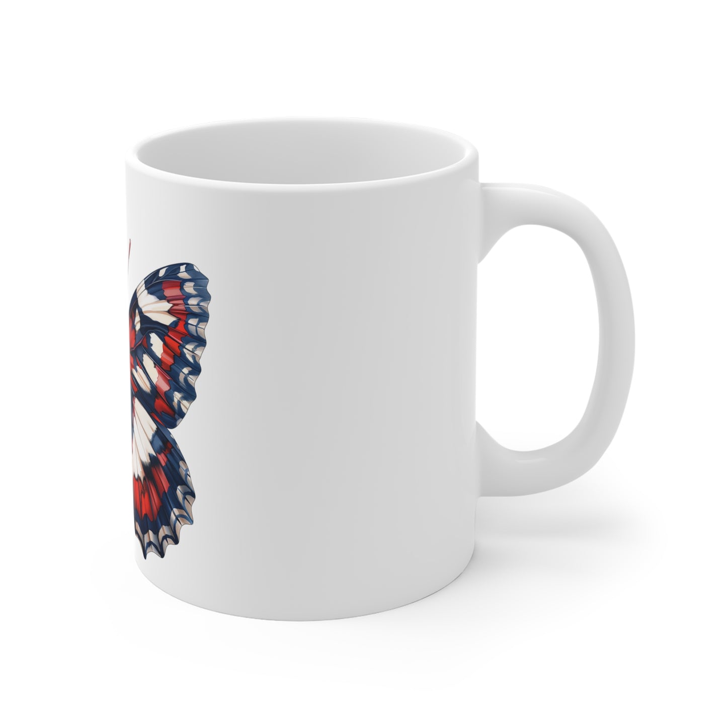 Patriotic Classic Butterfly Mug – Red White Blue Balanced Wing Coffee Mug – Americana Nature Art Cup – Timeless USA Gift Mug Mug 11oz