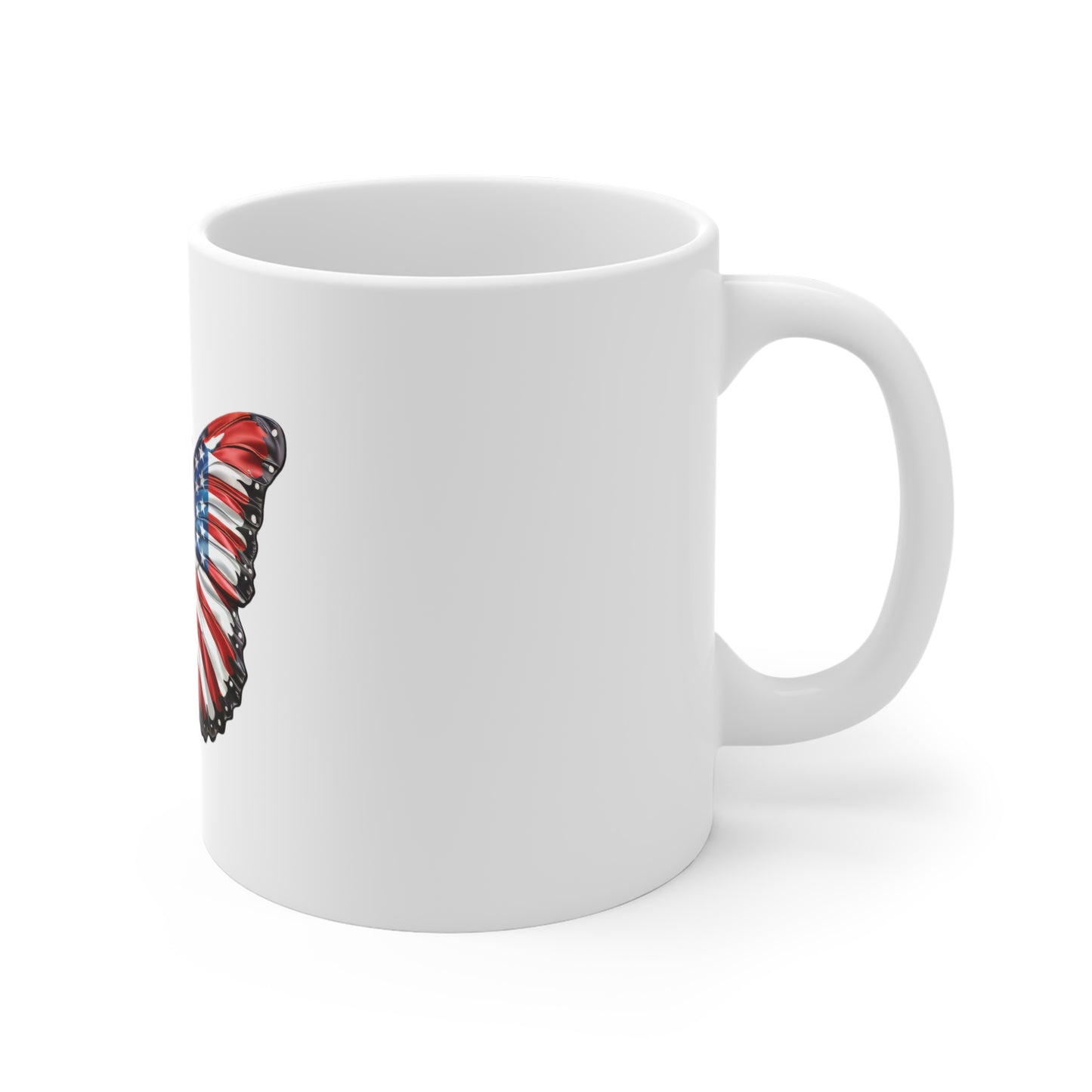 Classic American Flag Butterfly Mug – Bold Patriotic Butterfly Coffee Mug – Red White Blue USA Wing Design – Timeless Americana Gift American Flag Butterfly Mug – Patriotic 11oz Coffee Cup