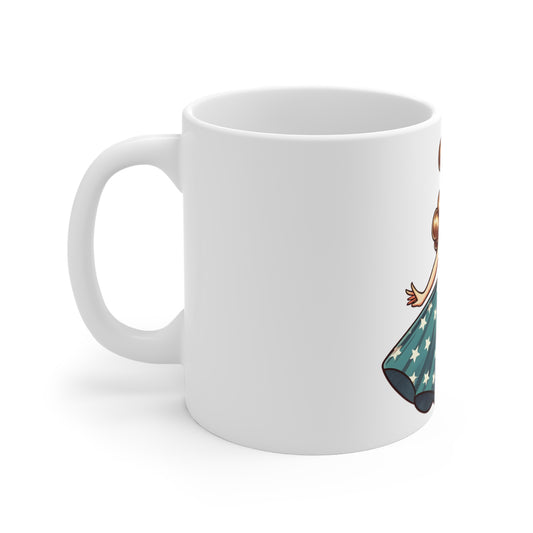 Patriotic Pin-Up Twirl Dress Mug – Vintage Americana Woman Coffee Mug – Retro USA Flag Skirt Cup – Classic American Girl Mug – Fourth of July Gift Patriotic Pin-Up Girl Mug — 11oz USA Flag Dress...