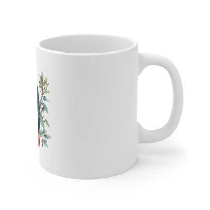 Eagle & Berries 11oz Ceramic Mug — Watercolor Bald Eagle Nature Coffee Cup