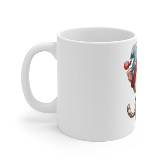 Patriotic Kitten Sparkler Coffee Mug – Cute Americana Cat Mug – Red White Blue Hat Cat Cup – Adorable 4th of July Gift Mug Cute Kitten Magic Mug — Whimsical Cat with Star Wand 11oz