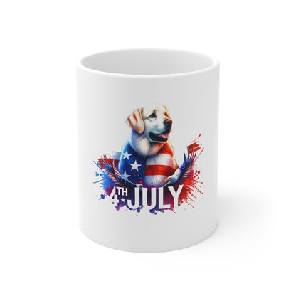 4th of July Patriotic Dog Mug — American Flag Labrador 11oz Coffee Cup