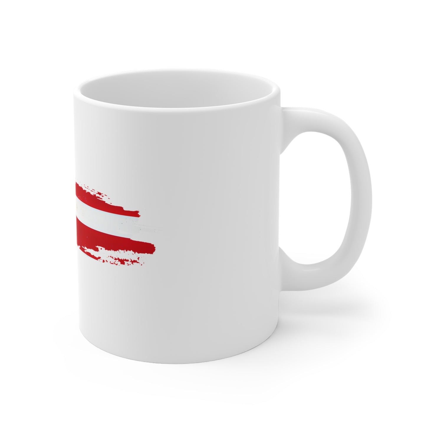 Bold Red Stripe American Flag Mug – Classic USA Brush Stroke Coffee Cup – Clean Patriotic Design Mug 11oz