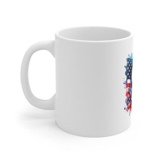 4th of July Eagle & Dog Mug – Patriotic American Flag Coffee Cup