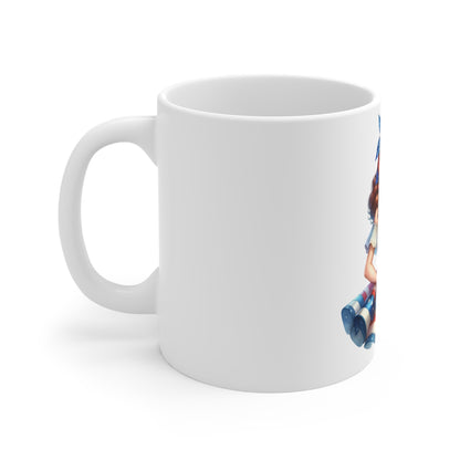 Patriotic Sweetheart Pin Up Mug – Vintage Americana Girl Coffee Mug – Red White Blue Dress Cup – 4th of July Gift – Cute USA Pride Mug Patriotic Pin-Up Girl 11oz Mug – American Flag Retro Fourth of...