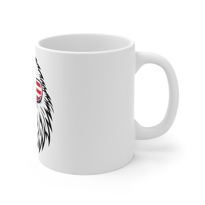 Patriotic Eagle Sunglasses Mug – Cool USA Eagle Coffee Mug – American Flag Aviator Shades Cup – Funny Patriotic Gift Mug 11oz