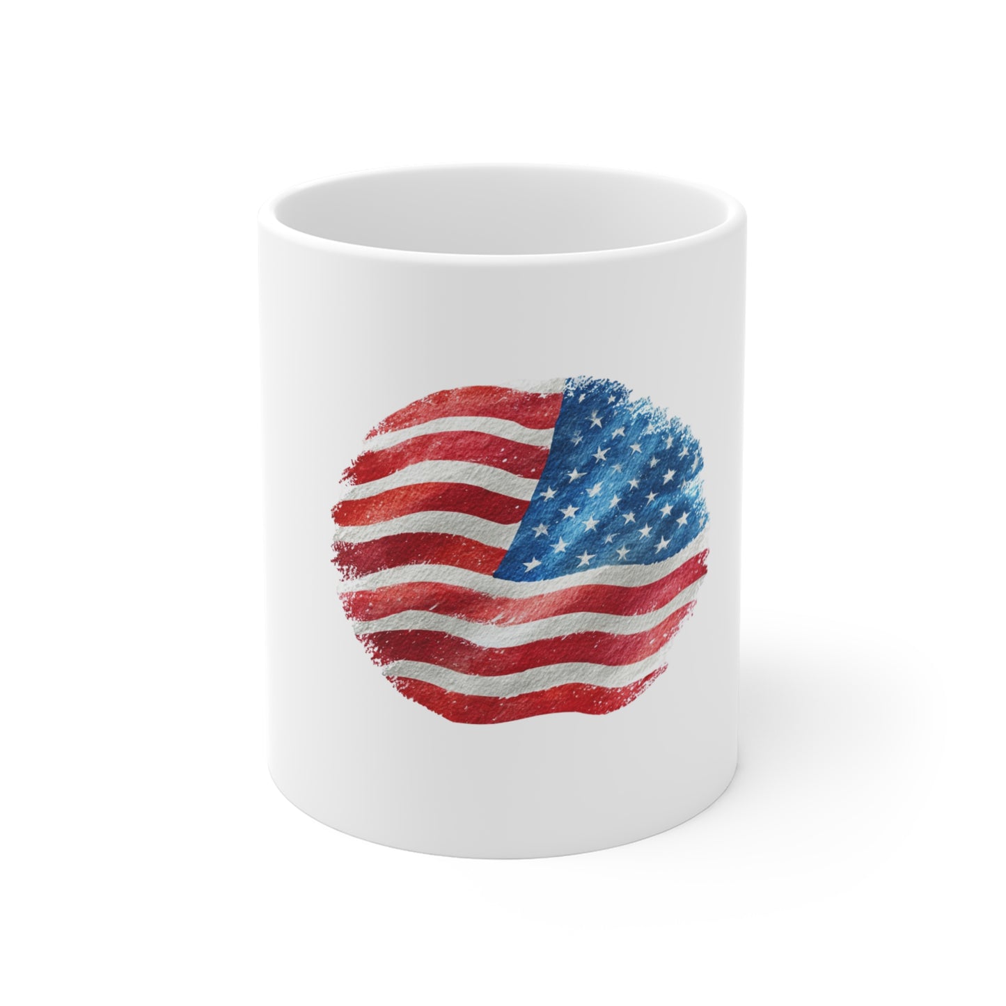 American Flag Circle Mug – Patriotic 11oz Coffee Cup