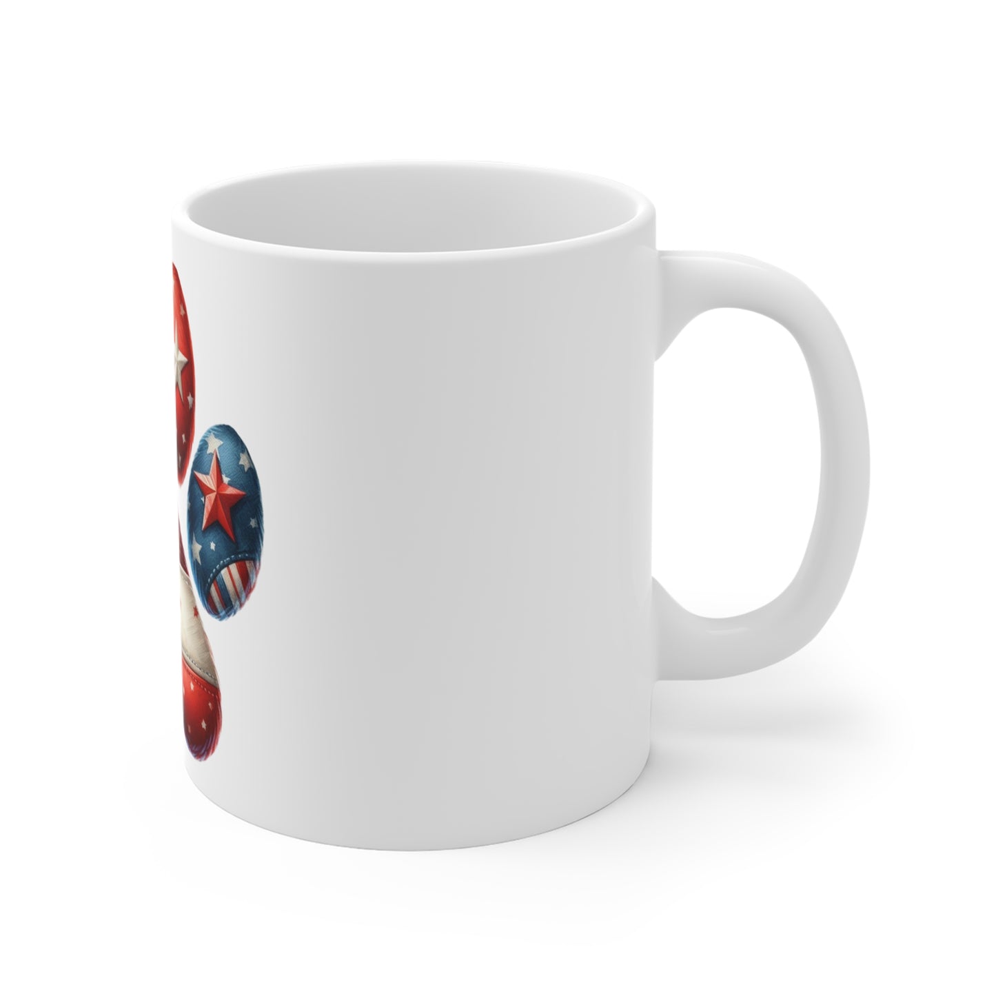 Patriotic Star Paw Coffee Mug – Bold Americana Dog Paw Mug – Red White Blue Star Pattern Mug – USA Dog Lover Gift Patriotic Paw Print Mug – American Flag Dog Lover 11oz Coffee Cup