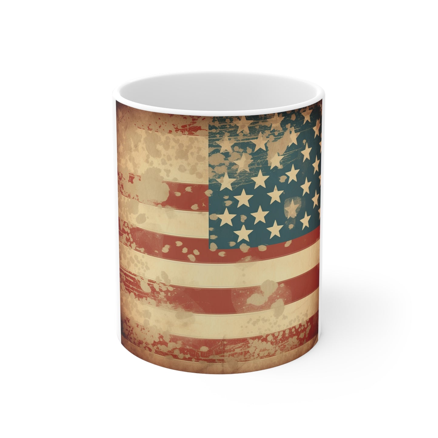 Vintage American Flag Coffee Mug – Distressed USA Flag Mug – Rustic Patriotic Cup – Retro Americana Coffee Mug Vintage American Flag Mug – Distressed Patriotic 11oz Coffee Cup