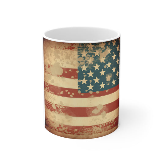 Vintage American Flag Coffee Mug – Distressed USA Flag Mug – Rustic Patriotic Cup – Retro Americana Coffee Mug Vintage American Flag Mug – Distressed Patriotic 11oz Coffee Cup