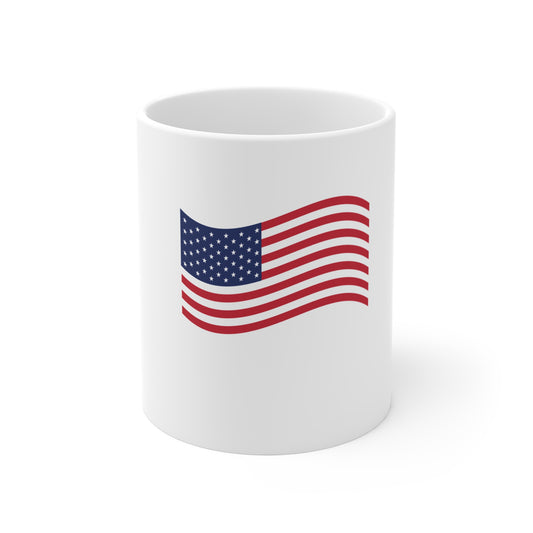 Waving American Flag Coffee Mug – Flowing USA Flag Mug – Modern Patriotic Wave Design Cup – Dynamic Americana Gift Mug 11oz
