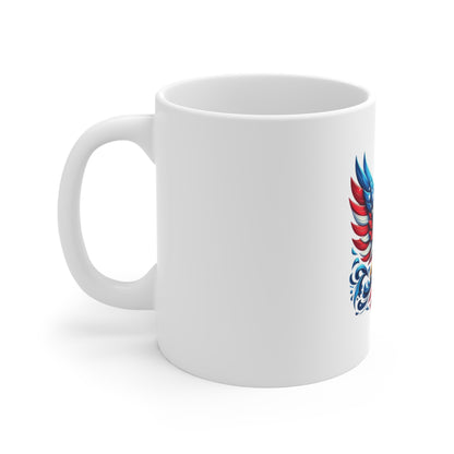 Patriotic Eagle Coffee Mug – American Flag Bald Eagle 11oz