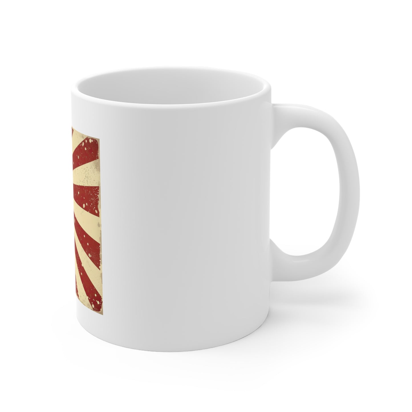 Retro American Flag Sunburst Coffee Mug – Vintage Patriotic USA Mug – Offset Stars & Stripes 11oz Ceramic Cup – Unique Americana Gift